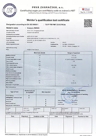 Certificado de soldador